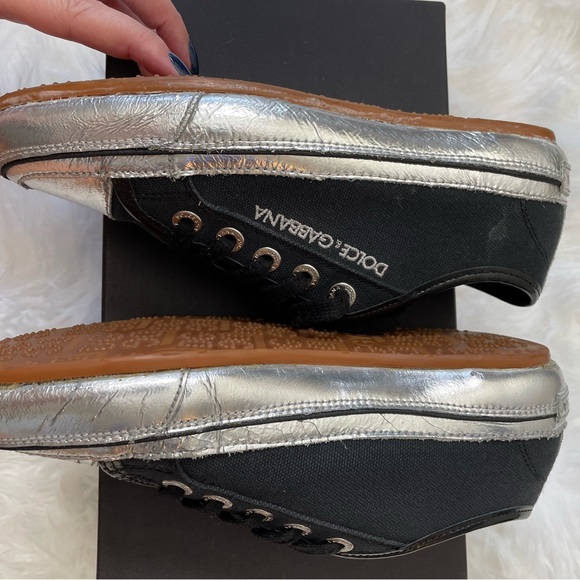 DOLCE & GABBANA GYM black and silver Sneakers Sz 6.5 - Picture 3 of 11